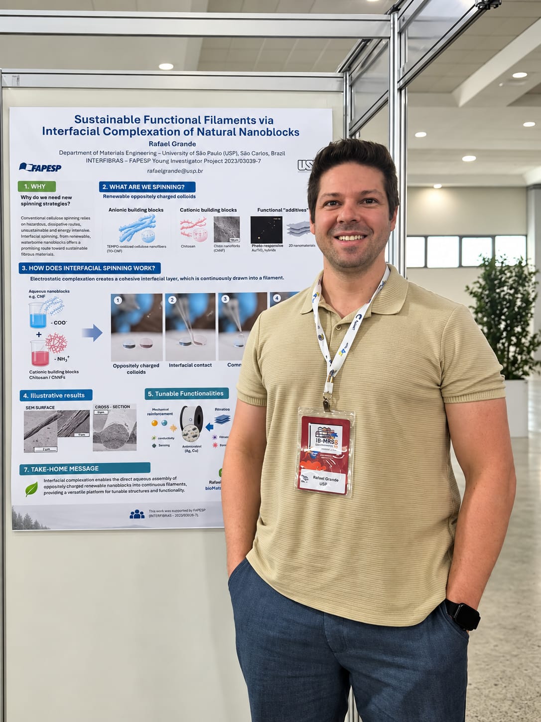 INTERFIBRAS apresenta pesquisa em fiação de nanoblocos no XXIV B-MRS Meeting (SBPMat 2026)